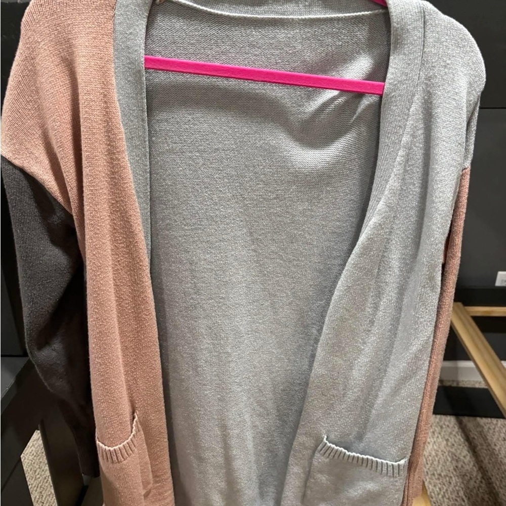 Colorblock Open Front Cardigan